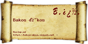 Bakos Ákos névjegykártya